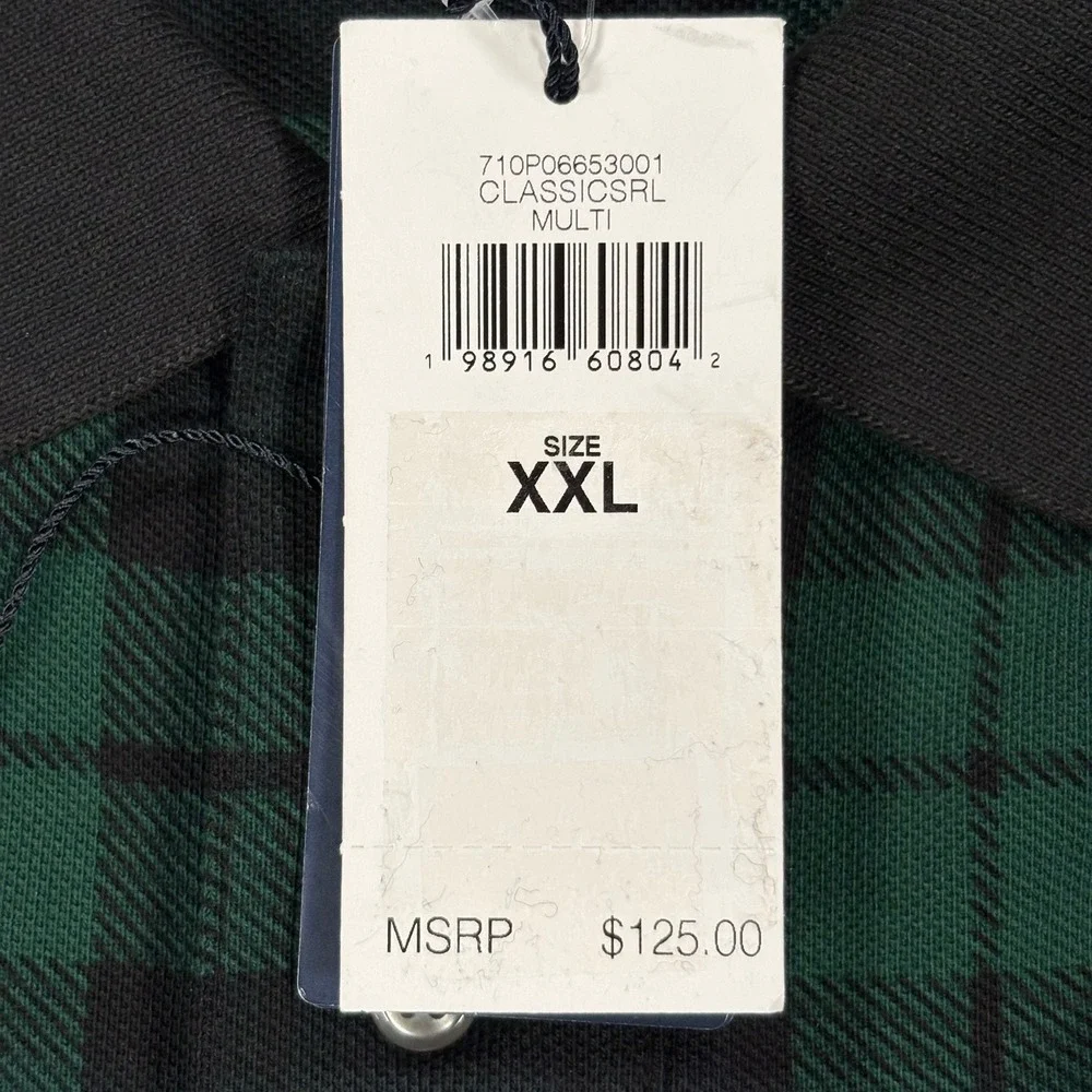 Polo Ralph Lauren Polo Shirt Mens XXL Green Black Plaid Tartan Slim Fit Pony NWT